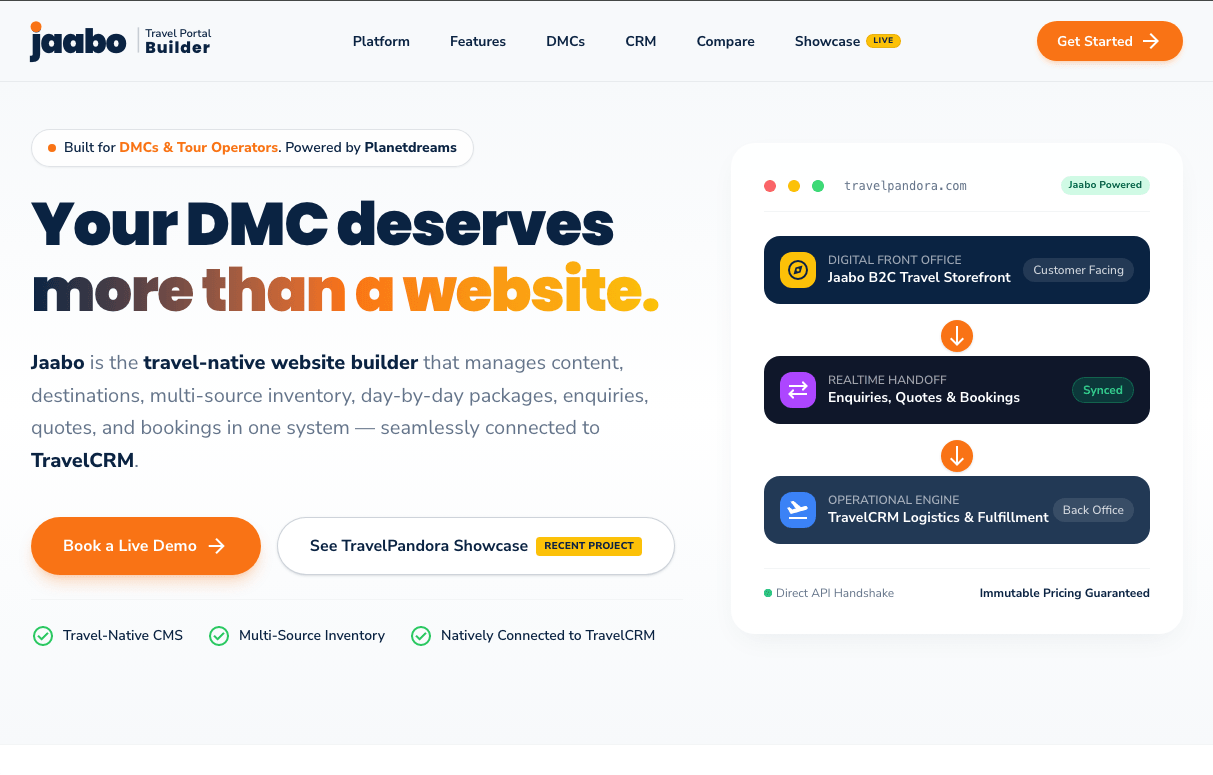 Jaabo travel CMS storefront
