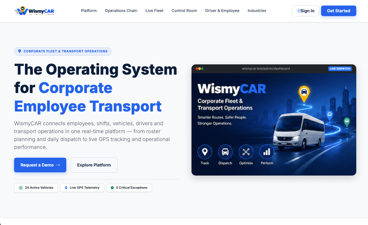 WismyCAR fleet dispatch dashboard